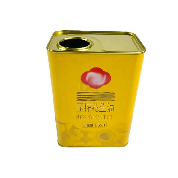 DADI 1L-1.6L Empty Tinplate Tin Oil Cans Yellow Tin Can For Olive Oil, Food Oil Can