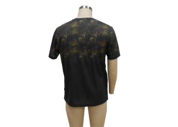 Round Neck T Shirts / Mens Short Sleeve Polo Shirts Allover Pigment Placement Printing