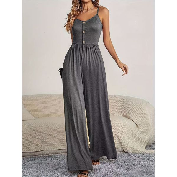 2026 New Summer Trend Stylish Strapless Waist-Cinching Sleeveless Wide-Leg Jumpsuit with Flowing Wide Legs