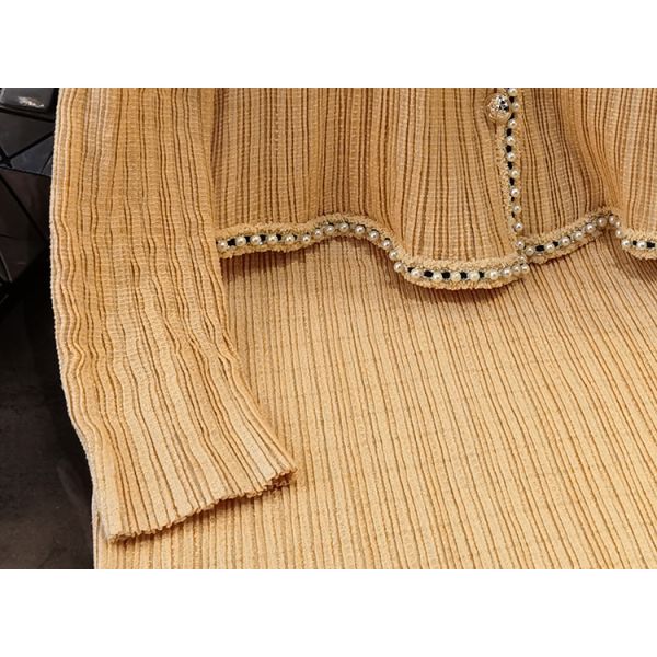 Women's Spring Two-piece Set New Fashionable Bead Pleated High Waisted Skirt