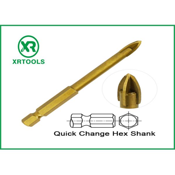 Titanium Coated Glass Metric Masonry Drill Bits Gold Color Welded Process