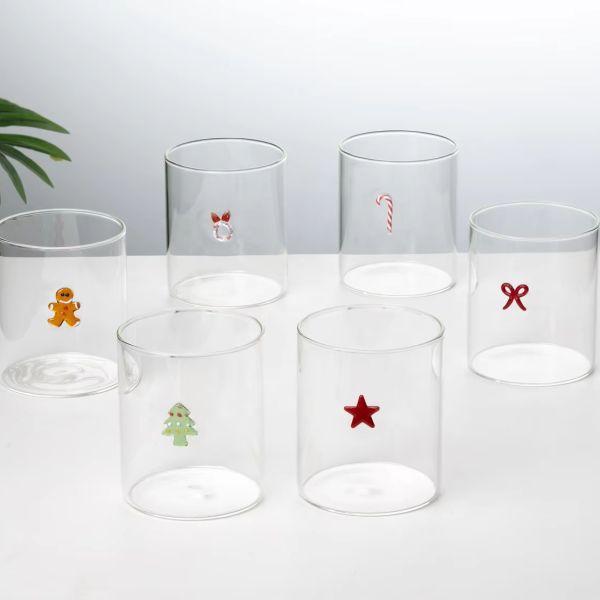 Christmas Gift Cute Borosilicate Glass Mug Round Shape Drinking Glass Cup Multifunctional