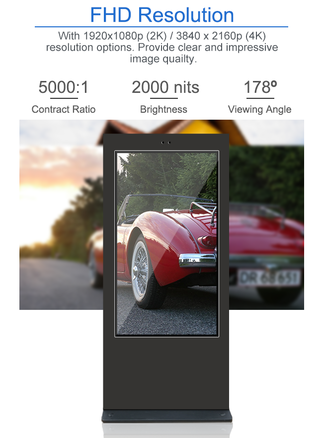 Большой знак пользы LCD внешний для рекламы вертикального 4K UHD