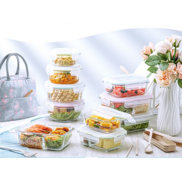 Пищевой контейнер замка 1040ml приготовления уроков BPA еды свободный щелчковый стеклянный