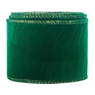 Lente de borda de veludo com fio impresso para revestimento de tecido artesanais vermelho-verde no arco de Natal