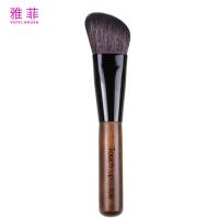 T06 Logotipo personalizado Contour angular maquillaje cepillado natural pelo Gaot tubo de cobre mango de madera artesanal