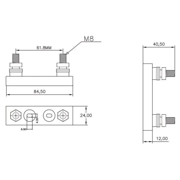 M8 Terminals Marine Car Audio ANL Fuse Holder For 40A-400A Bolt Down Fuses