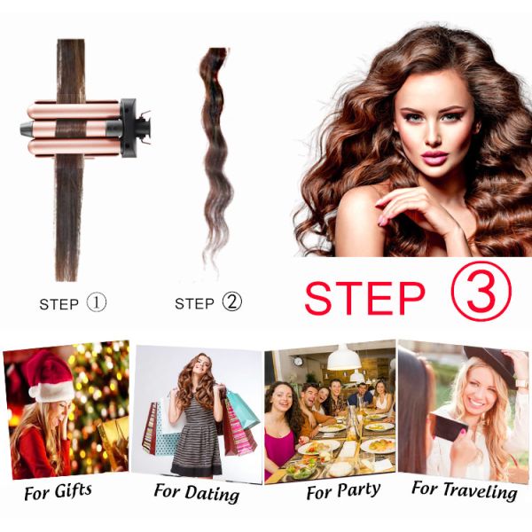 CE CETL 3 Barrel Curling Iron Wand , 1 inch Hair Waver Beach Waves