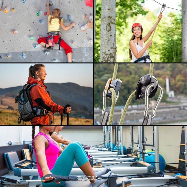 Equipo de equipo de escalada para la industria pesada con hebilla de resorte de aluminio de acabado pulido