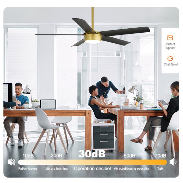 Ventilador de teto de motor de corrente contínua de 52 polegadas Ventilador de baixo watt decorativo moderno com controle remoto e 10-