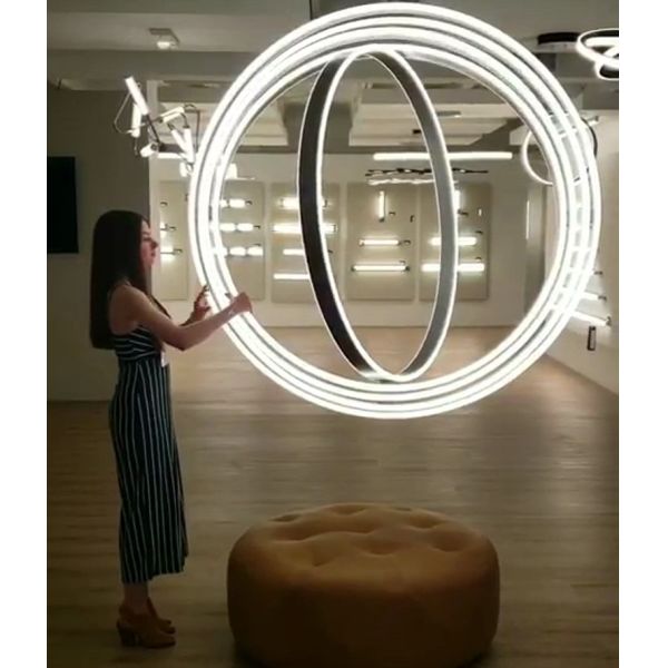 LED Hotel Lobby Chandelier with Creative Multiple Ring Combination and Nordic Style