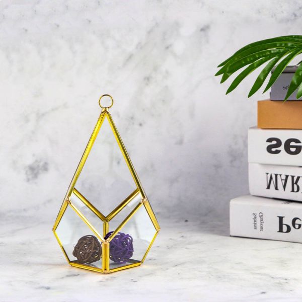 Black gold color diamond shaped greenhouse glass artifact lamp cover water drop decoration