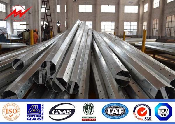 11.9m Height Spray Paint Galvanized Steel Poles For Transmission Equipment