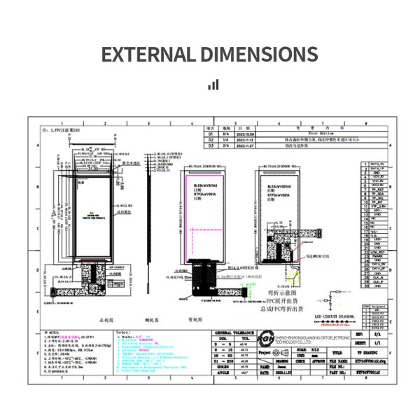 412x960 TFT сенсорный дисплей LCD Дисплей Модель IPS Промышленный экран 3,4 дюйма