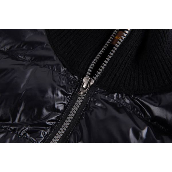 Men's Hybrid Knit Bomber Jacket with Lightweight Synthetic Padding and Ribbed Stand Collar