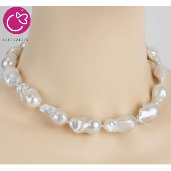 Hot Sale Pure Freshwater Pearl Necklace White Baroque Style Fashion Pearl Necklace Jewelry