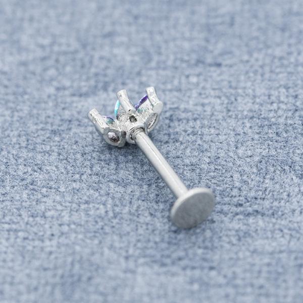 ODM azul traseiro liso do OEM de Marquise Gems da joia da perfuração de 4mm Labret