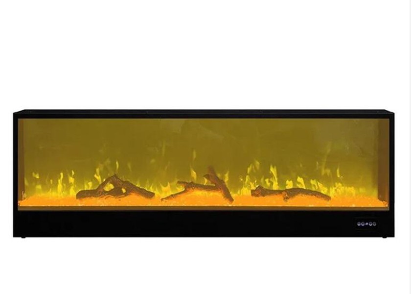 JS-TV01 Super White Mirrored Glass Electric Fireplace TV Stand with Contemporary Mantle Structure