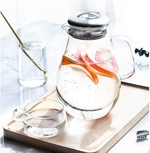 1.8L Clear Heat Resistant Glass Jugs With Handle Classic Design Tea Glass Kettle