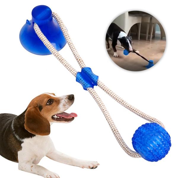 Pet Dog Self Play Tug Pull Force Vent Durable Strong Teeth Cleaning Suction Cup TPR