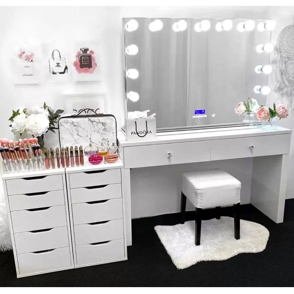 Led Mirrored Makeup Vanity Hollywood Dressing Table OEM