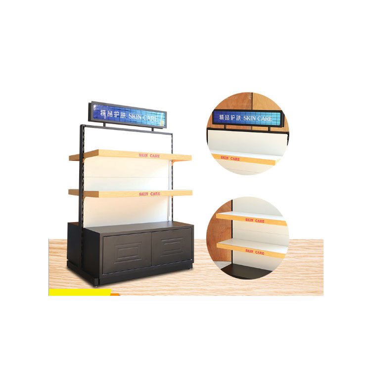 Customized Solid Wood Cabinet Showcase Shelves for Beauty Products in Retail Stores