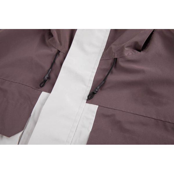 Waterproof Snowboard Jacket with Thermal Mesh Back Panel and Mauve White Mustard Colorblock Design
