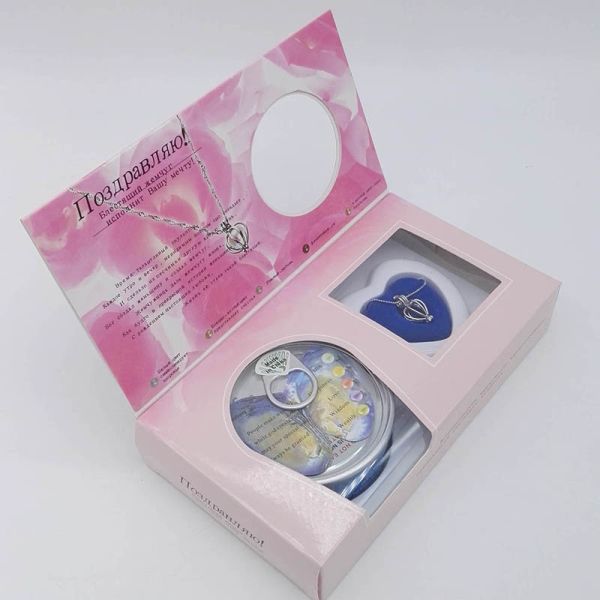 Russian Versions Color Box Love Pearl Necklace Gift Box With Fashion Cage Pendant for Birthday or Holiday Gift