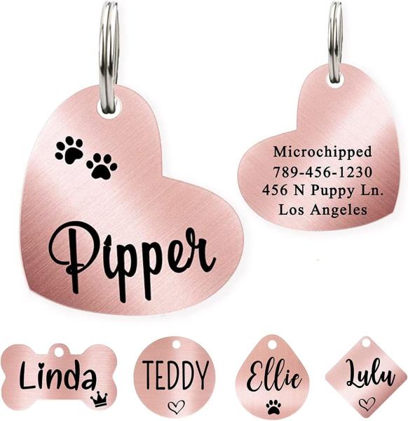 Aluminum Rustproof Dog Pet ID Nameplate Laser Engraving Black Silver Gold