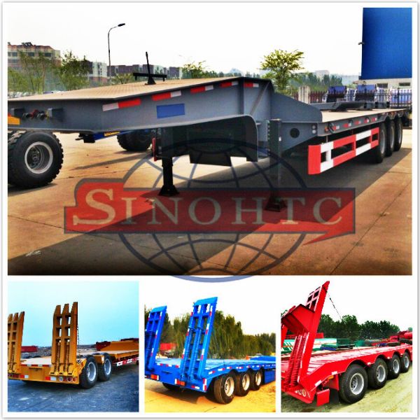 3 Axles Gooseneck Low Bed Semi Trailer For Excavator Transport 60 Ton Load