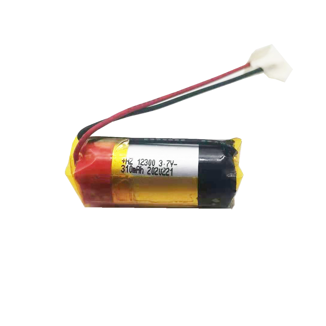 Hot Selling 12300 Lithium Polymer Cylindrical Battery 3.7V 310mAh 10C Discharge