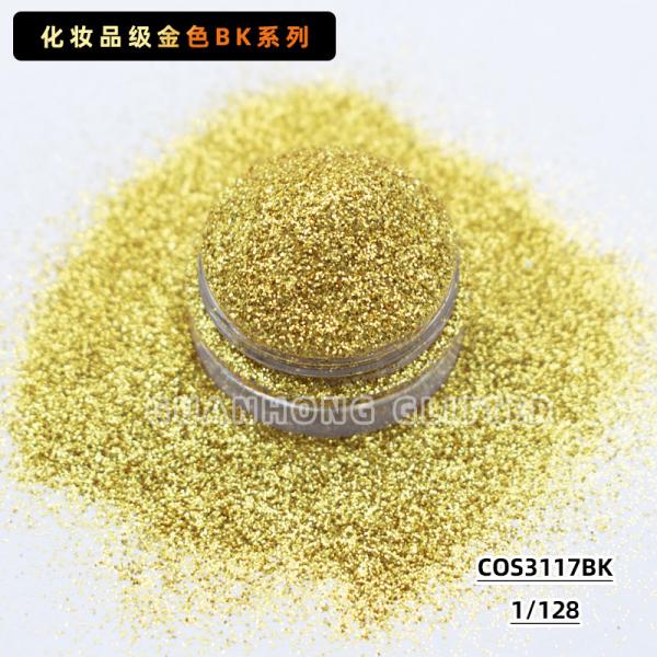 Polvo de brillo dorado personalizado elección popular para uñas bricolaje maquillaje nupcial y cosplay decoración navideña
