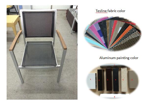 Outdoor garden aluminium stacking chair with sling texline fabric-YS5612