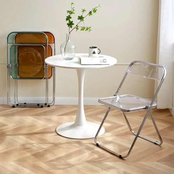 Green Blue Acrylic Foldable Chair Adjustable Clear Plastic Folding Chair