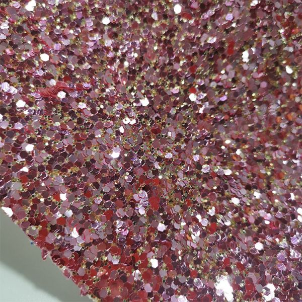 Eco-friendly colorful hexagon Grade 3 Chunky Glitter Leather Fabric For wallpaper Shoes bags