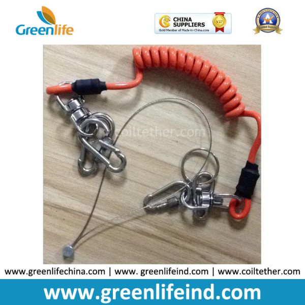 Good Strong Carabiner Lock Coiled Lanyard Tether Protect Tools