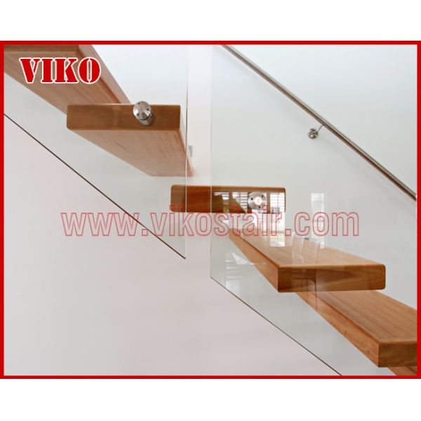 Floating Staircase VK41S Floating Stair Tempered GlassLED Light strip, Stringer: 5mm+5mm(Thickness), Dia 6mm Steel Cable