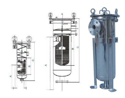 Polished 2 Stainless Steel Bag Filter Housing Treatment 100PSI Max Pressure
