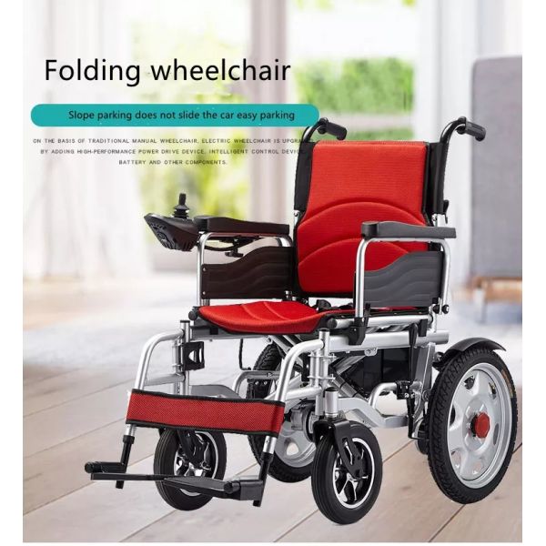 Reinforced Lightweight Foldable Electric Wheelchair Chromed Steel Multi Functional