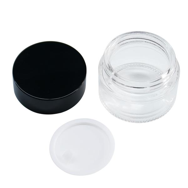10g,20g,30g,50g,transparent Glass Eye and Face Cream Jars With Black Lids Cosmetic Containers