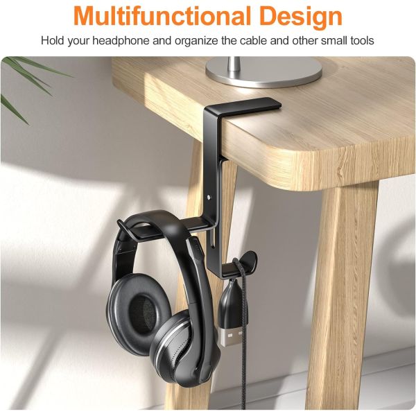Headset Holder with Cable Organizer Adjustable Metal Headphone Stand Customized Logo