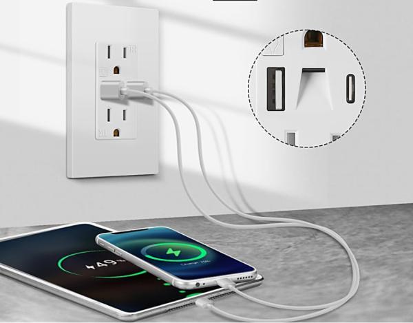 Fast Charging USB Type C Outlet PD20W Receptacle With Light