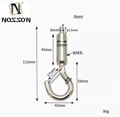 OEM Customized 4.6mm-12mm Wire Rope Lock Head Pendant Light Panel Light Pendant Hook with Safety Buckle and Spring Hooks