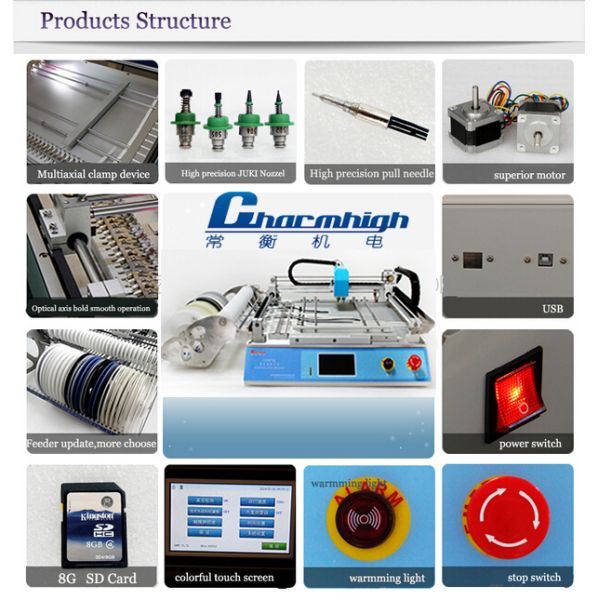 CHMT36 Desktop SMD LED Pick And Place Machine , 29 Feeders 2 Heads Small SMT Machine