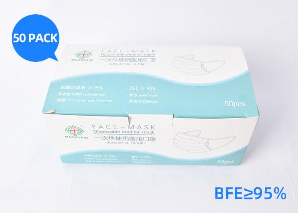 Breathable Anti-Virus Disposable Earloop Face Mask Latex Free For Hospital