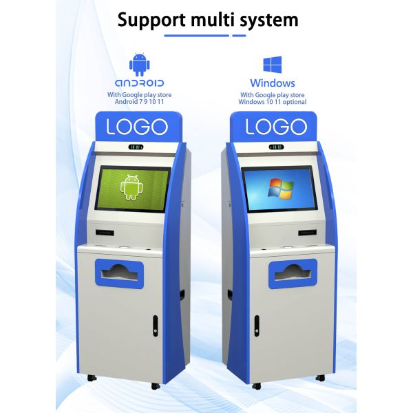 22 Inch ID Card Reader A4 Printer QR Code Scanner Self Service Kiosk for Hospital