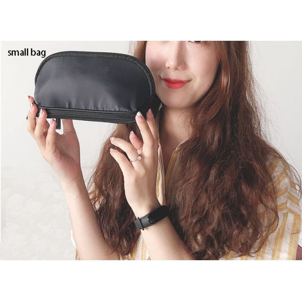 Brush bag and makeup bag 2 in one women's small portable travel set storage bag