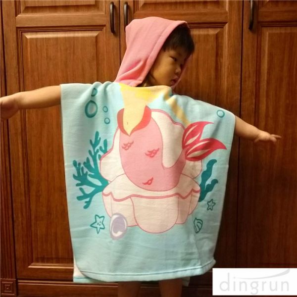 Soft Microfiber Beach Towel for Kids Poncho Beach Towel Kids Hooded Towel