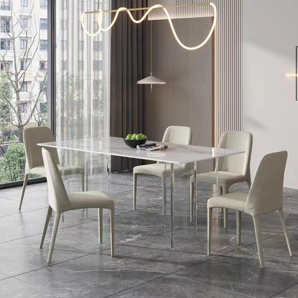 Sleek Metal Leg Dining Chairs , Minimalist Silhouette High Back Dining Room Chair