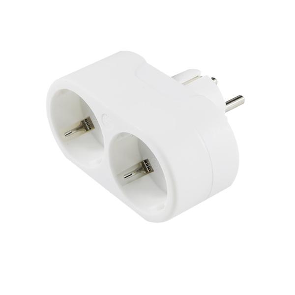 Dual-Outlet EU Plug Power Adapter Socket Converter for Home Travel  European Standard AC Outlet, 250V 10Aa